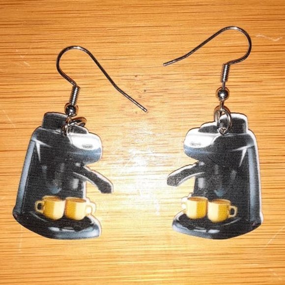 Coffee Express Machine Earrings - Picture 1 of 2